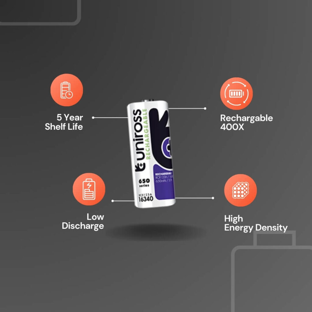 Uniross Lithium RCR123A / 16340 Battery (Blister of 1)