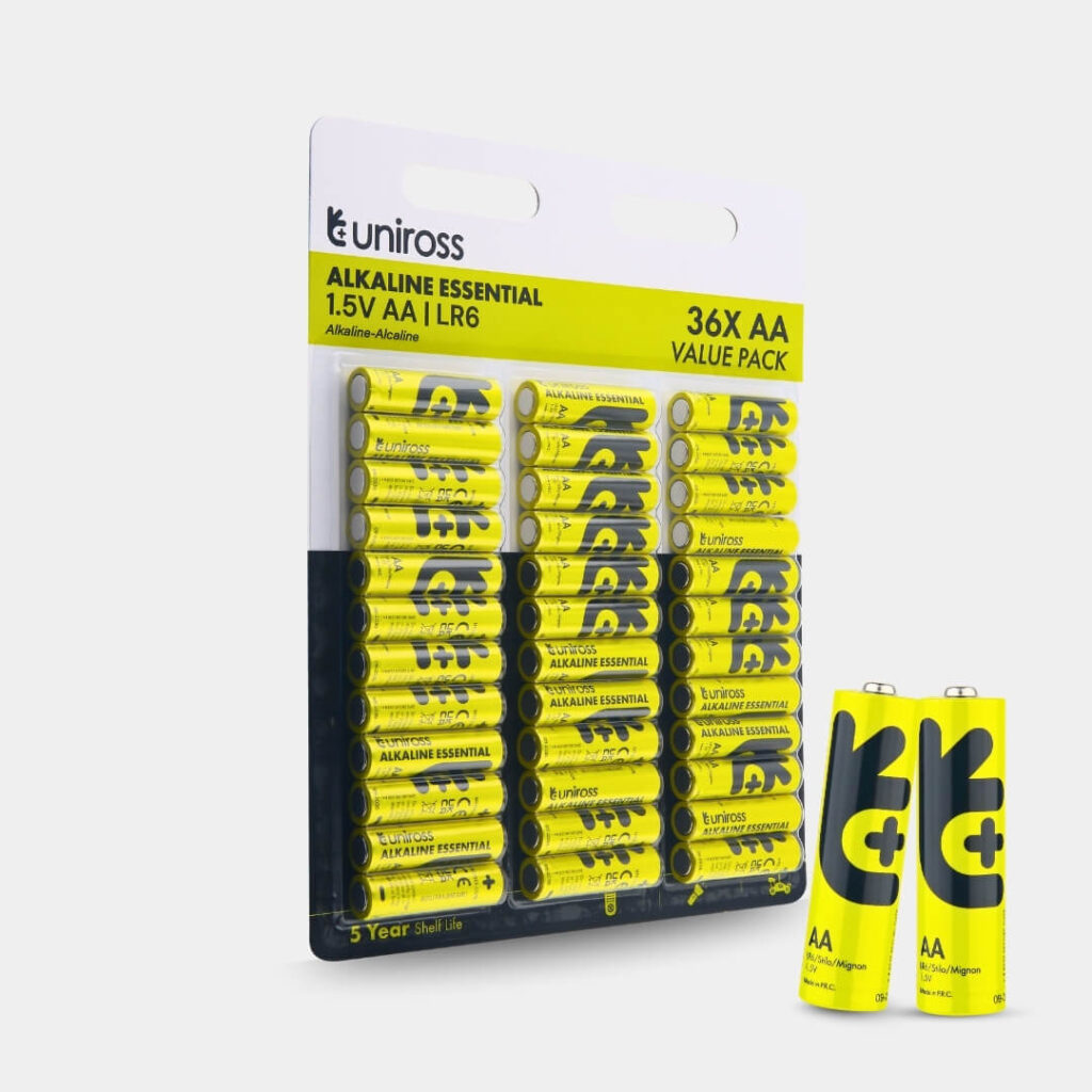 Uniross LR6 AA Alkaline Essential Battery (36 Pack) (1)