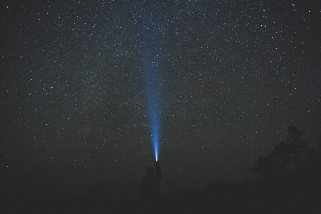 Global Flashlight Market Trends 2025–2032: Why Rechargeables Lead the Future 2 man holding turned on flashlight outdoor during nighttime