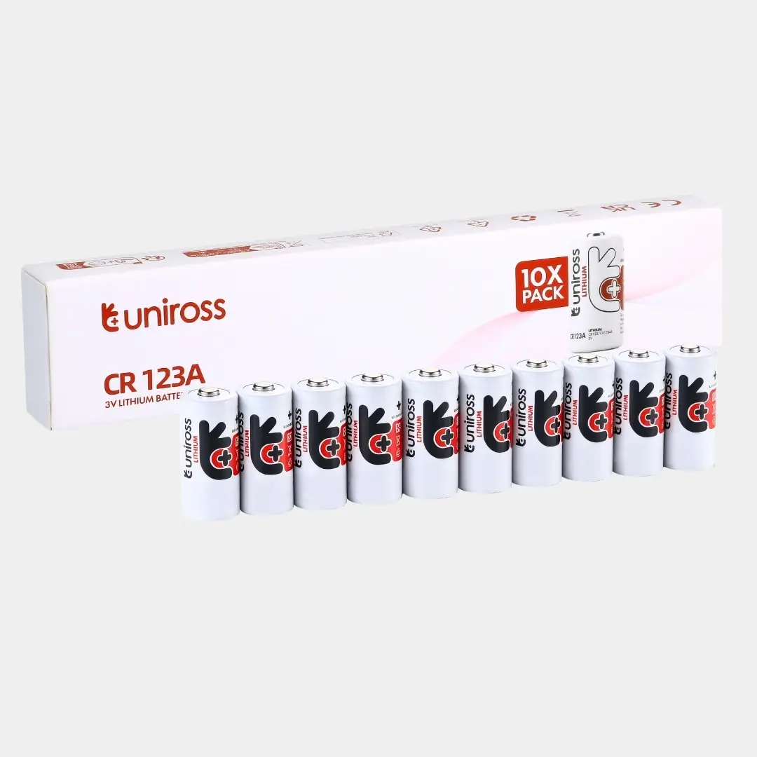 Uniross Cylindrical Lithium Battery CR123A (Box of 10)