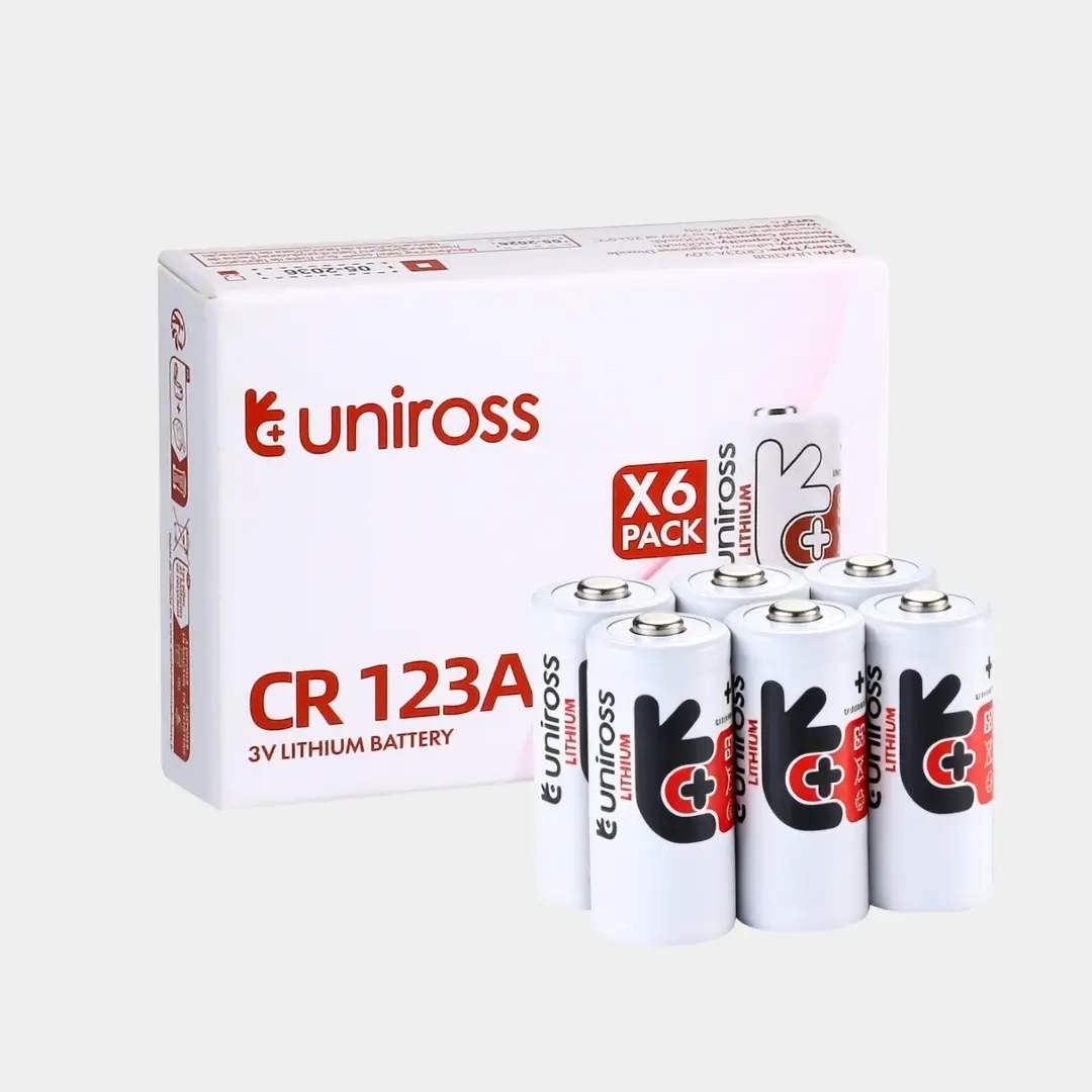 Uniross Cylindrical Lithium Battery CR123A (Box of 6)