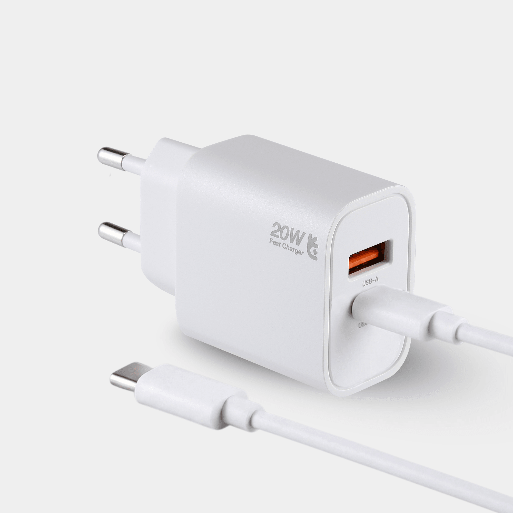 Uniross 20W Dual-Port Fast Wall Charger with USB-C Cable (USB-C PD + USB-A QC)